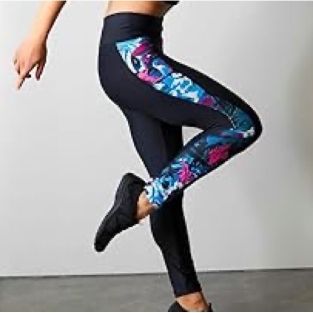 Athleta Superimpose Chaturanga High-rise Leggings Navy Floral Stretch Size S